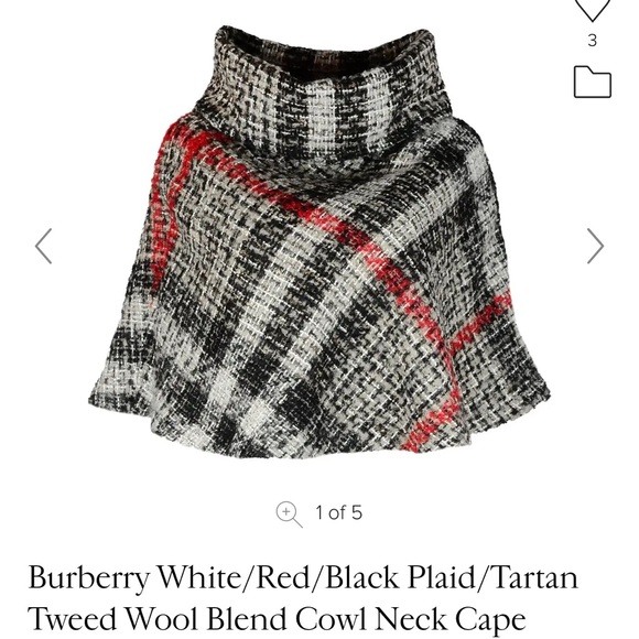 Burberry Black and Red Plaid Cowl Neck Cape